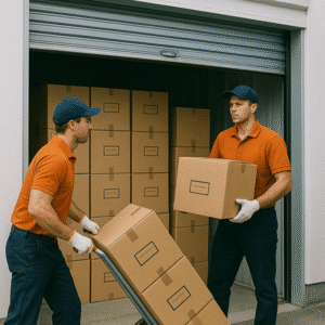 Monster movers loading a storage unit