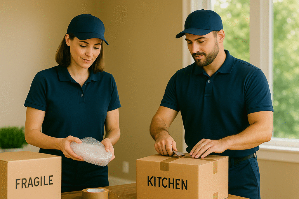 monster movers packing assitance. packing up a home